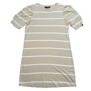 Sanctuary T-Shirt Dress Women's Small Stripe Beige/White Short Sleeve Casual